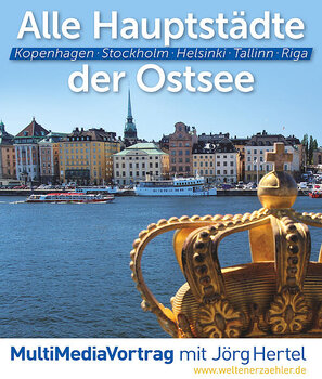 Plakat für die Veranstaltung "Hauptstädte der Ostsee" in der Mediothek Borna