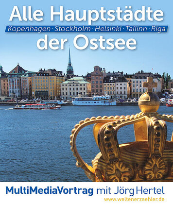 Plakat für die Veranstaltung "Hauptstädte der Ostsee" in der Mediothek Borna